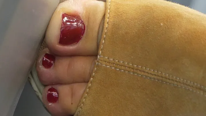 Footfetishamateur - Candid foot fetish admiration, hot suckable polish toes and wedges platform.