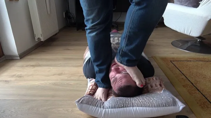 Foot Domina Jane - Pushing and Crushing the Slave's Face