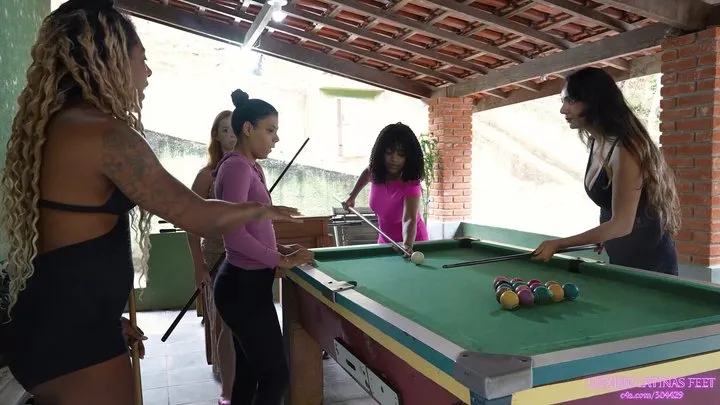 Licking Latinas Feet - ANITA, MANU, RAFAELA and VICKY - A game of billiards and an unexpected turn! (HD)