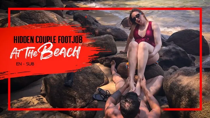 Mistress Nara Neveu - Nara doing hidden footjob on the beach with messy finish - Double Video (720 EN-sub) Footjob - Toejob - Solejob - Foot Fetish - Foot Worship - Cum on Feet