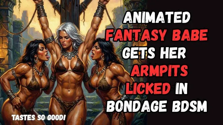 Aaa Armpits - Sexy fantasy muscled buxom captive babe in suspension BDSM Bondage punishment has her muscled Armpits licked by two kinky lesbian slave girls