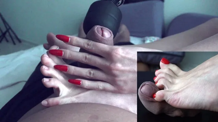 Cfnm And Flashing - Toes play with foreskin with cumming using vibrator HD