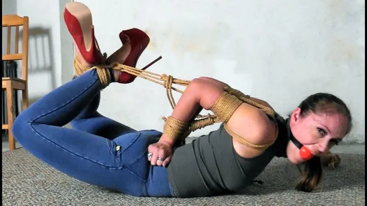 Tied In Heels - Rachel Adams Hogtied in Red Patent Leather High Heels! HD-avi