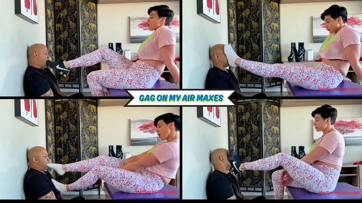 Rapture's Feetish Playground - Gag On My Air Maxes & Hot Socks - Goddess Rapture Sits Her SLave on The Floor and Foot Gags Him with Her Dirty Gym Shoes and Hot Sweaty Socks - Total Foot Humiliation by a Muscle Goddess - UltraHD (MP4)