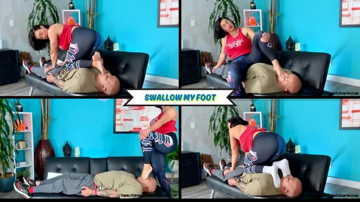 Rapture's Feetish Playground - Swallow My Foot - Goddess Rapture Gives Her Slave Some Deep Foot Gagging with Socks and Bare Feet (Part 1 of 2) - He Must Open Super Wide To Fit Her Big Size 9 Foot In It - UltraHD (MP4)