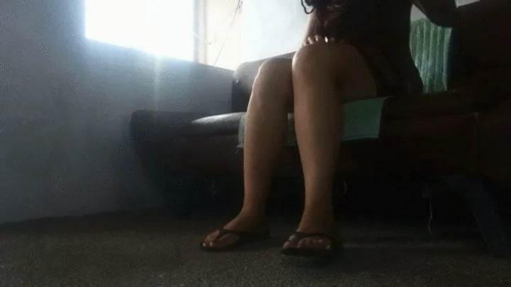 Goddess Foot Fetish - In my living room watching TV and rubbing my feet gently (7)