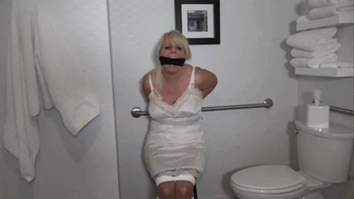 Mouth Stuffed And Tied Up Girls - d2602LOLLY-MILF bound and gagged in her full slip and girdle
