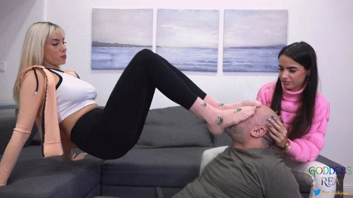Goddess Rea Longest Legs - REA And NASIA - Back From Shopping - EXTREME Foot Domination In Sweaty Socks