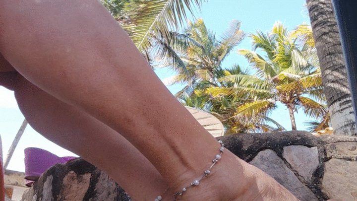 Goddess Foot Fetish - Magnificent feet with pronounced arches modeled on a beach (1)