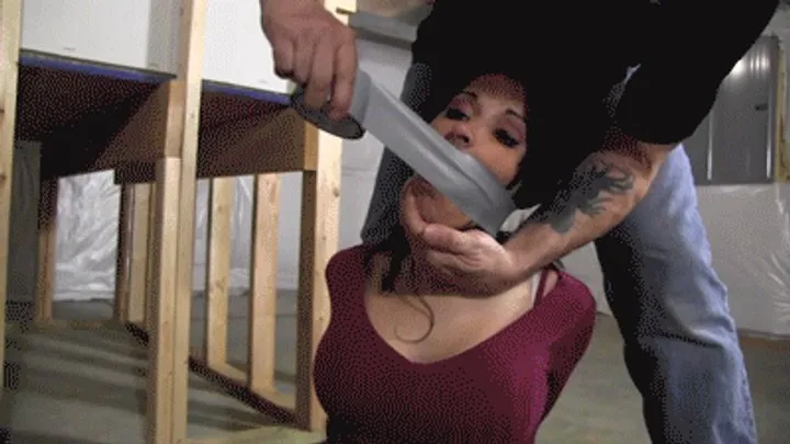 Bound Girdled And Gagged - d2603HANNAH-Trouble making neighbor tied up, gagged and stashed in her basement