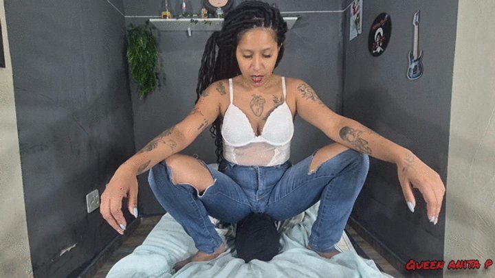 Queen Anita P - Sitting on my slave's face with my jeans on - PART 3