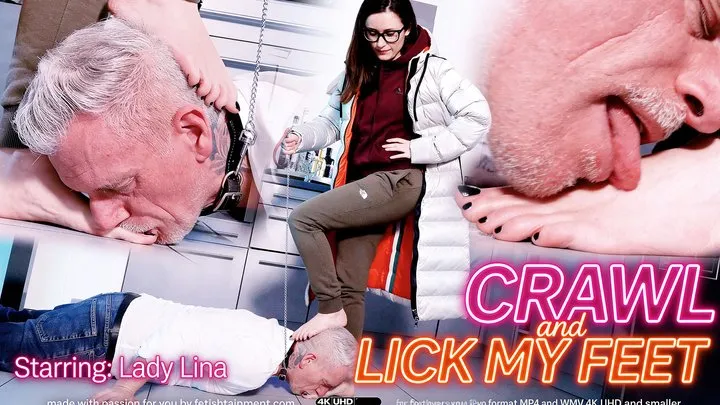Femdomsquad Video Store - Crawl to me and kiss my feet ( Foot Worship Session with Nerd Lady Lina ) - 4K UHD MP4