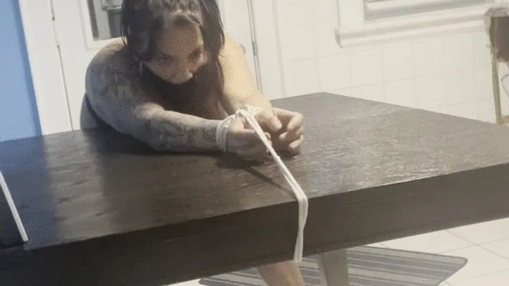 One Minute Barefoot Bondage - Bent Over a Table