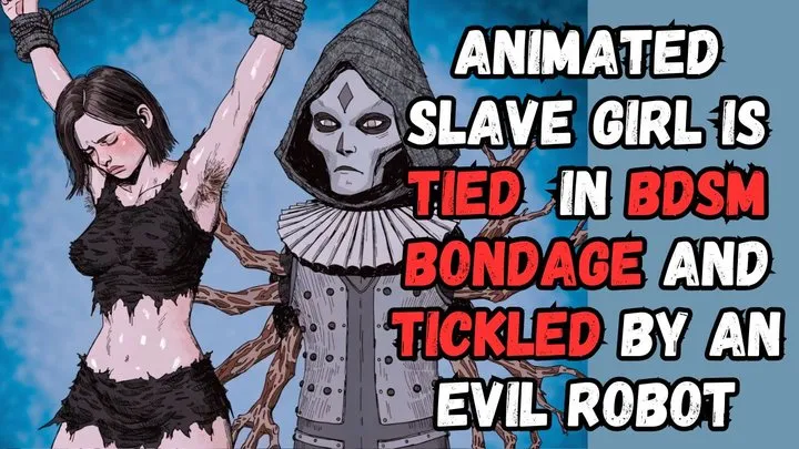 Aaa Armpits - Tickling Dungeon slave girl with hairy pits in black rags suspended by wrists in a dark dungeon as an evil robotic device tickles her belly and armpits as she struggles in BDSM bondage fetish