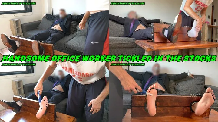 Sensations Of Pleasure - Handsome Office Worker Tickled In The Stocks
