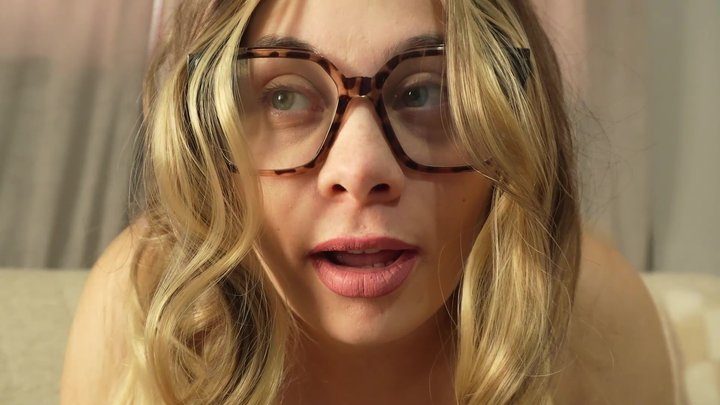Amayamori - Blonde glasses Stepsister farts because her belly hurts so she farts then makes a camel toe pussy with her panties and masturbates then plays with her big tits