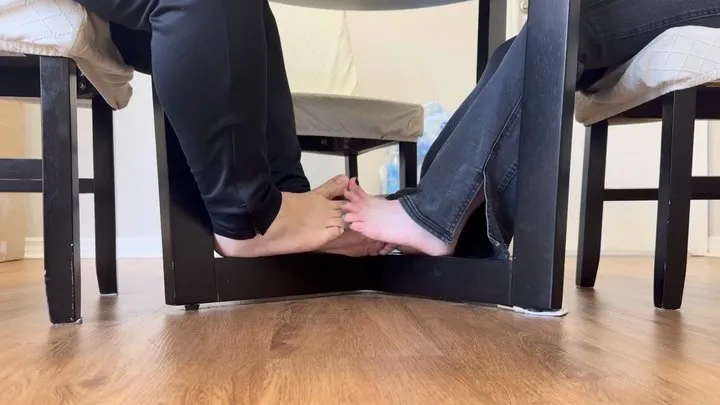Rich Peruvians Footsie Adventures - Strawberry Blonde Babz Plays Barefoot Footsies with Latino Roommate | Table Footsies | Foot Fetish | Soles & Short Toes