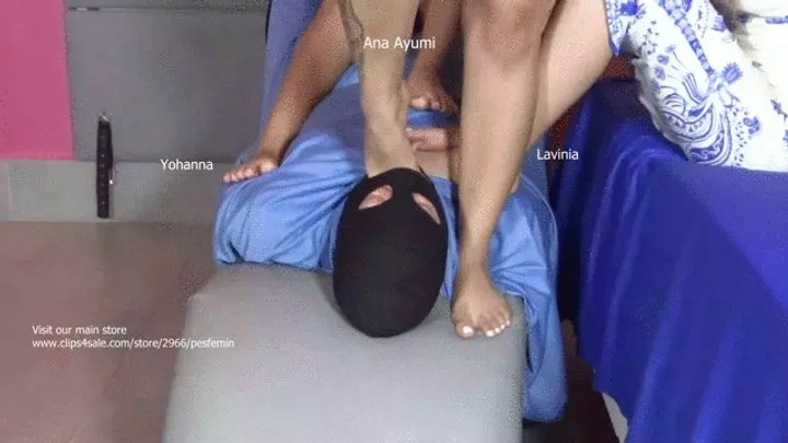 Foot Fetishland - SLAVE WORSHIPPING DOMMES FEET YOHANNA LAVINIA AND AYUMI DOMINATING MALE SLAVE