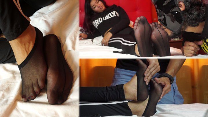 Mylatinfeet - Warm, smelly and tired nylon feet after gym ready for rubs, massages and many sniffs!