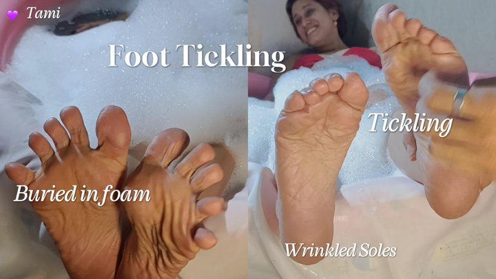 Goddess Foot Fetish - Buried under a lot of foam, she receives tickling on the soles of her feet (4)