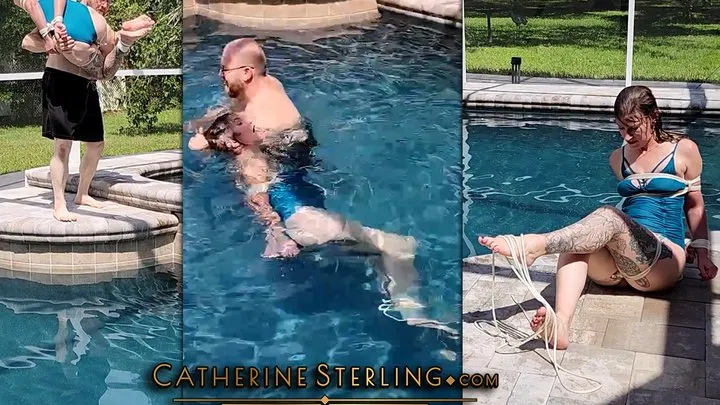 Catherine Sterling - Catherine Sterling gets Tied Poolside by Ben, Thrown in the Water, Dunked, Dragged, Tickled, Tormented & Challenged to Escape her Wet Ropes! Real life bondage first for Catherine, who smiles through every moment! Mobile Device Streaming Friendly SD MP4 Fi