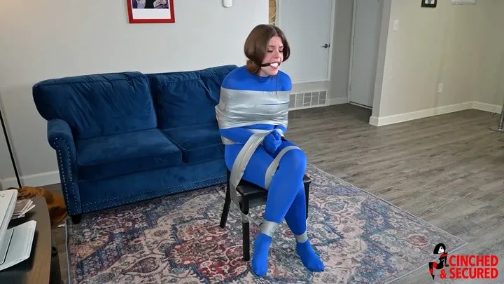 Cinched And Secured - Kat Snow - Taped and Gagged by Burglar! (WMV Format)