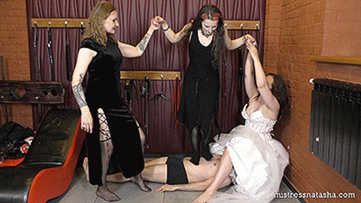 Mistress Natasha - Lisa, Violetta and Xenia - Triple Facebox Facesitting and Trampling (Full HD)