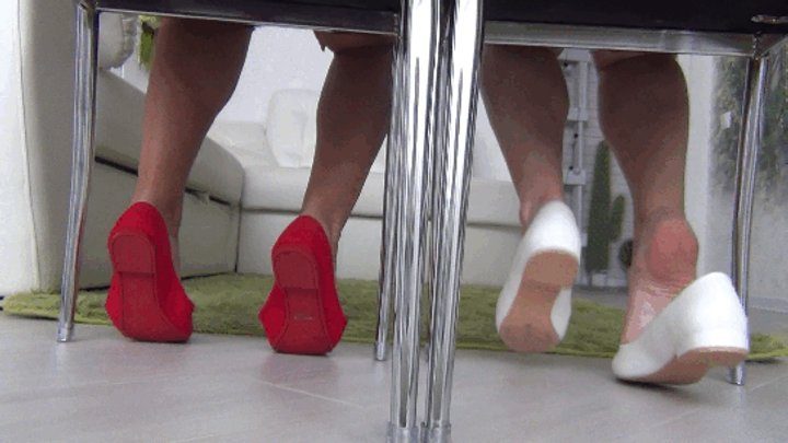 Story Of Alice - Playing with ballet shoes under a chair d