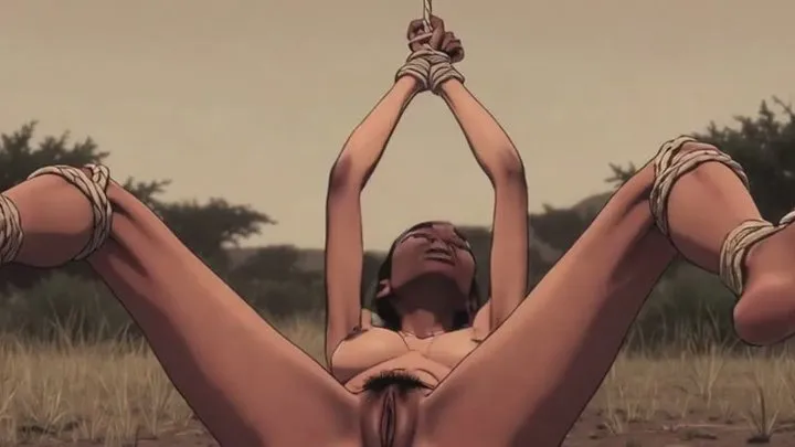 Your Best Fantasy - Ebony African Beauty Bound in Wild Savanna - Fear & Intense Arousal