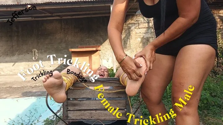 Goddess Foot Fetish - Woman tickles a completely tied man (T)