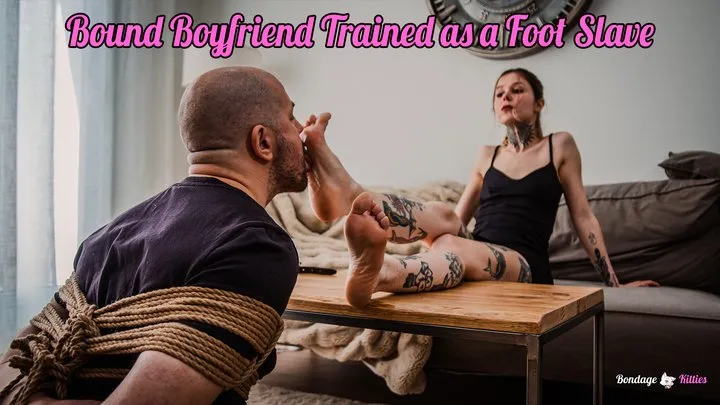Bondage Kitties - Bound Boyfriend Trained as a Foot Slave (femdom bondage) - Spanish (sub:English) - WMV, HD720
