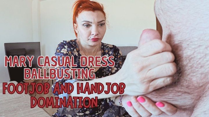 Martial Fetish - Mary casual dress ballbusting footjob and handjob domination