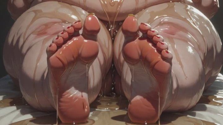 Your Best Fantasy - Obese SSBBW Massaging Her Huge Oiled Feet - Close Up Big Toes