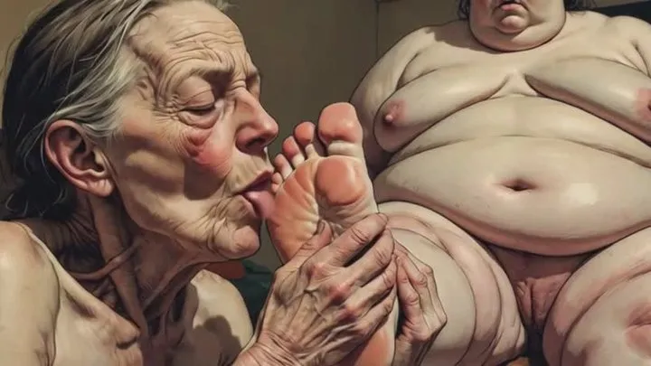 Your Best Fantasy - 90 Year Old Granny Licking & Sucking BBW Big Feet - Very Aroused
