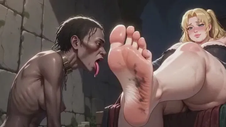 Your Best Fantasy - Ebony Foot Slave Passionately Licking Blonde Queen’s Feet