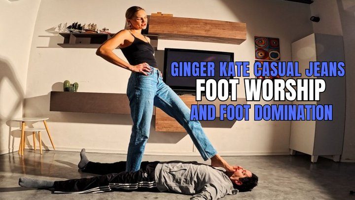 Martial Fetish - Ginger Kate casual jeans foot worship and foot domination