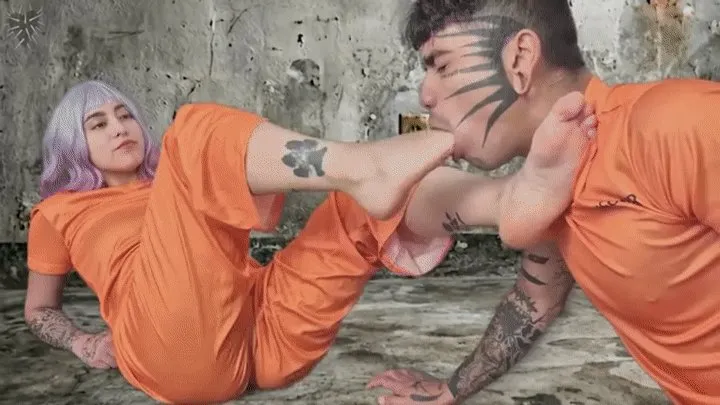 Fetish Machine Femme - Sexy Prisoner Foot domination and Foot gagging for a new male prisoner who arrived to her cell