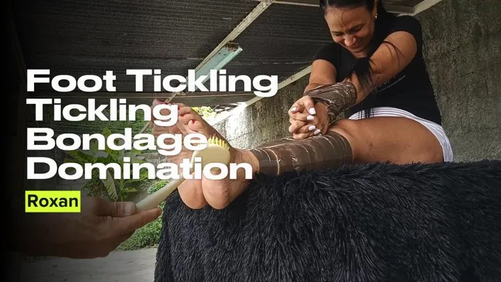 Goddess Foot Fetish - Tied with tape she receives foot tickling (3)