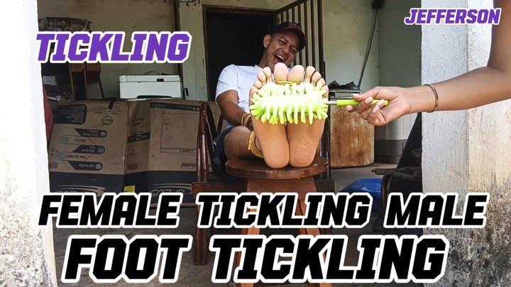 Goddess Foot Fetish - Woman tickling a completely tied man a lot (T)