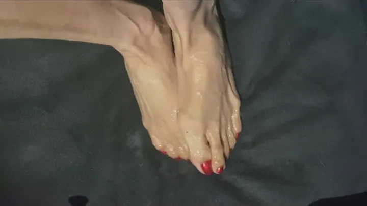 Melovefeet - 39. Melove Sexy Small Feet with Red Metallic Nail Polish getting Oiled