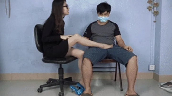 Asian Feet Goddess Worship - Goddess stockings stomp on the cock, footjob handjob