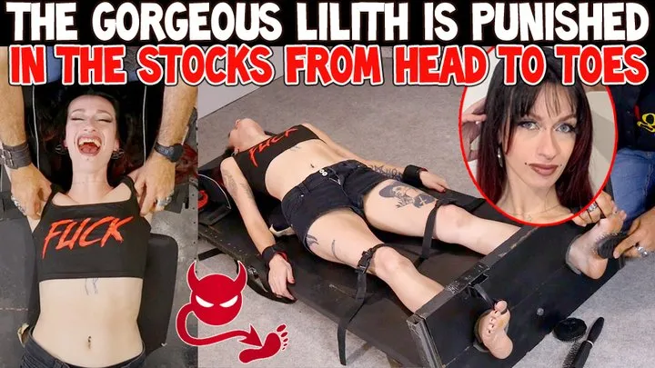 Tickle Frenchtickling  Store - THE GORGEOUS LILITH IS PUNISHED IN THE STOCKS FROM HEAD TO TOES - HD WMV
