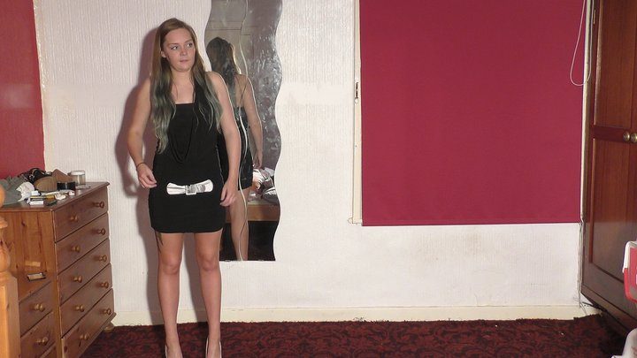 Sophie Girl - Little Black Dress & Silver Platform Heels (4K)