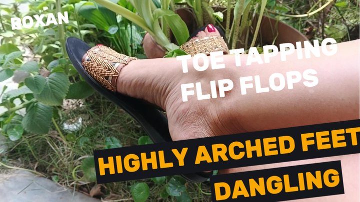 Goddess Foot Fetish - Pronounced Arches in Dangling Flip Flops (3)