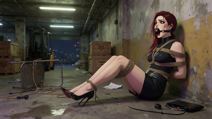 Bound Tales Of Desire - Tied Up in Warehouse She Calls Her Lover for Rescue