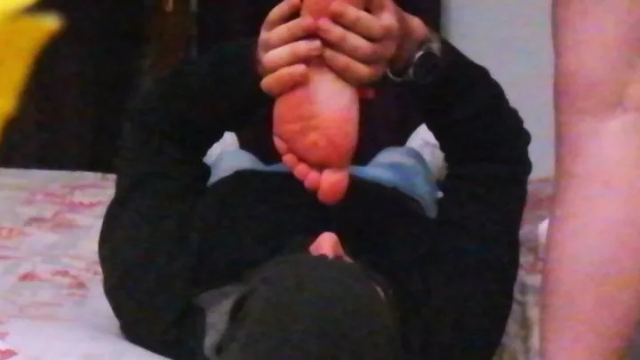 Stregaverde - RED SWEATY SOLES AND LONG BIG TOE OF A BBW FOOT GAGGING POOR SLAVE