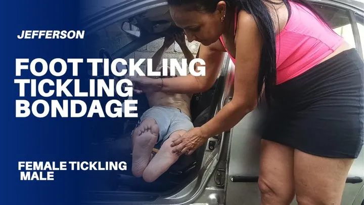 Goddess Foot Fetish - Inside a car tied up and getting my feet tickled a lot (T)