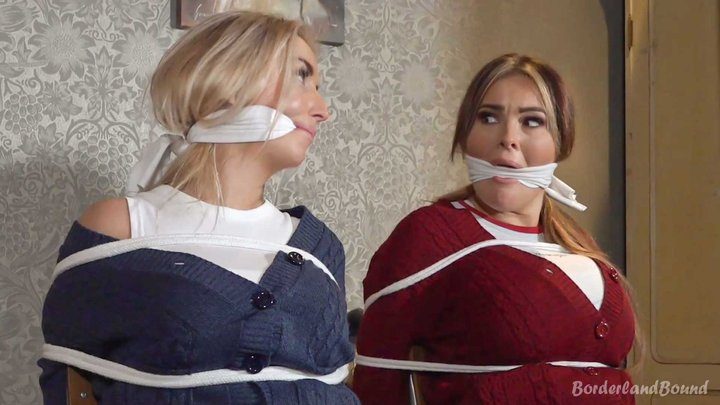 Borderland Bound - Charley & Brook in: Prolonged Jumbo Cloth Gag Stiflings for Extra-Bratty Warm-Up Chicks as Paranoid Burglar rips Through the House!! (with Bonus)
