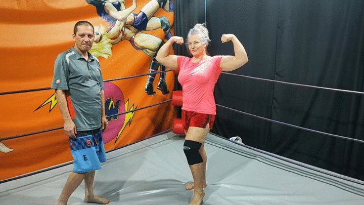 The Wrestling Amazons - Huge female powerlifter vs guy