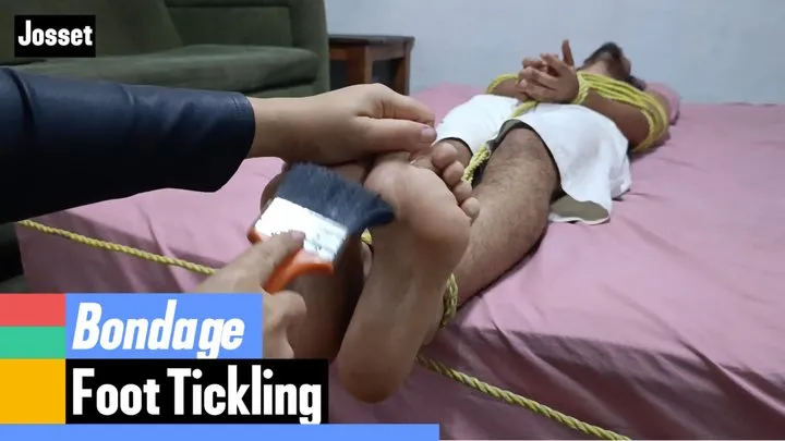 Goddess Foot Fetish - I use rope to tie him to the bed and tickle his feet (6)